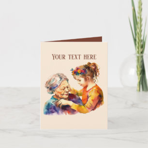 fun Elderly lady with girl add message  Card