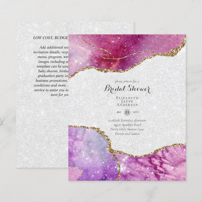 Fun Elegant, Glittery BUDGET Bridal Shower (Front/Back)