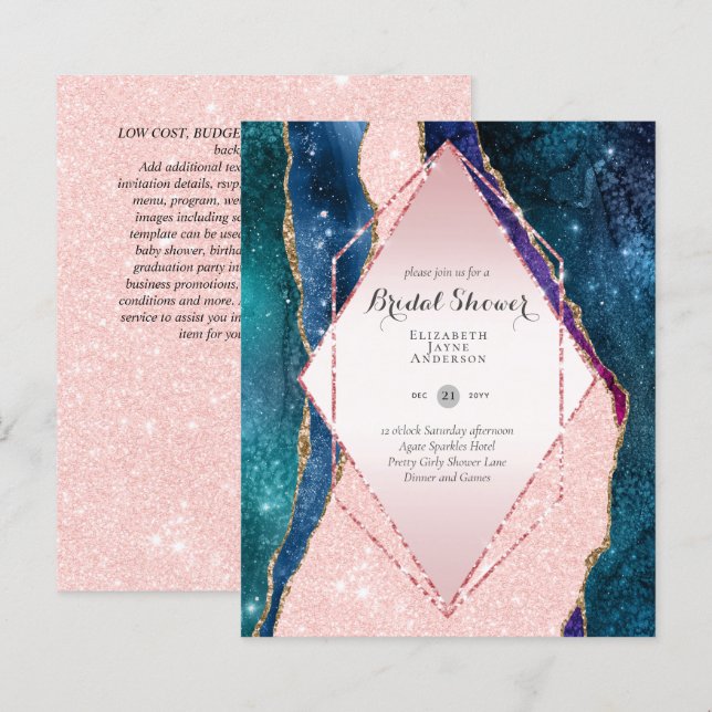 Fun Elegant, Glittery BUDGET Bridal Shower (Front/Back)