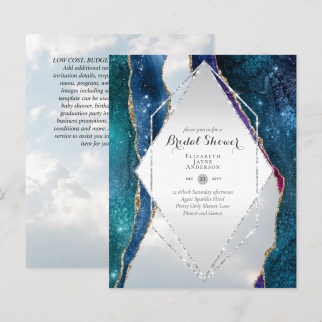 Fun Elegant, Glittery BUDGET Bridal Shower (Front/Back)