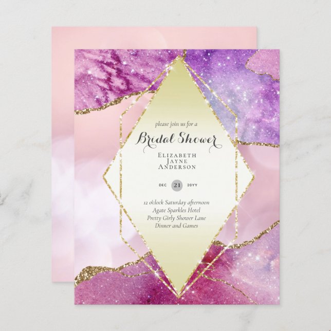 Fun Elegant, Glittery BUDGET Bridal Shower (Front/Back)