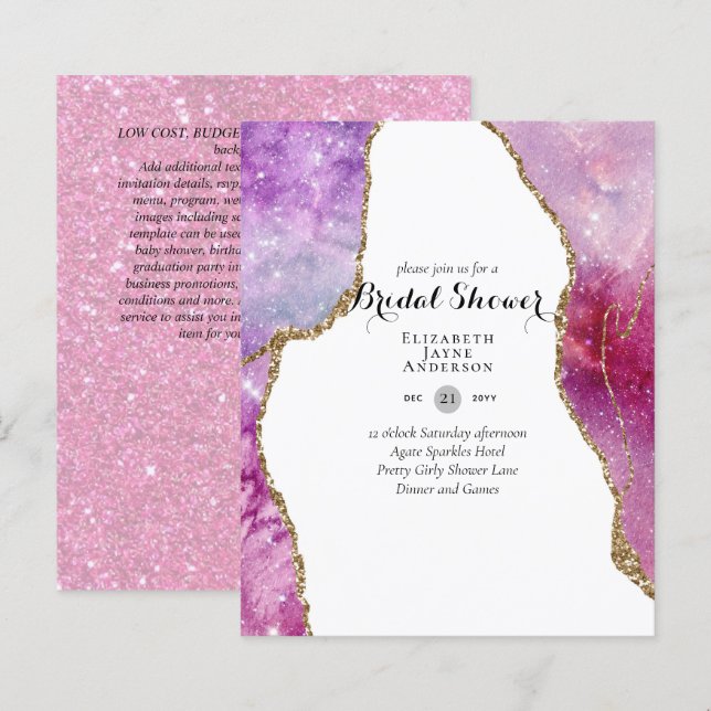 Fun Elegant, Glittery BUDGET Bridal Shower (Front/Back)