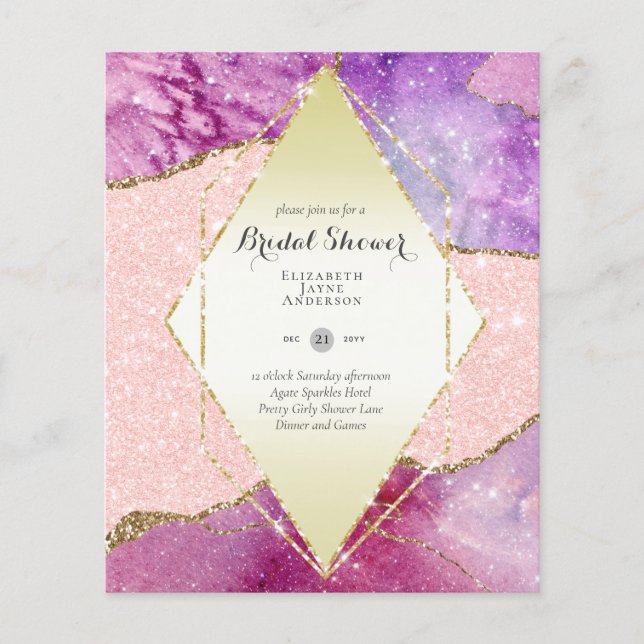 Fun Elegant, Glittery BUDGET Bridal Shower Flyer (Front)