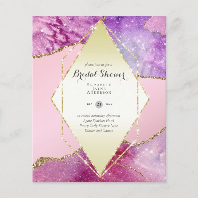 Fun Elegant, Glittery BUDGET Bridal Shower Flyer (Front)