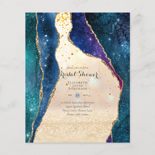 Fun Elegant, Glittery BUDGET Bridal Shower Flyer (Front)