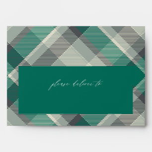 Fun Elegant Greens Plaid Christmas Holiday Envelope