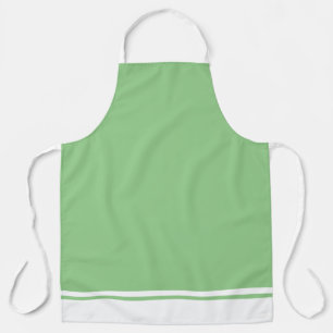 Fun Elegant Sage Green White Hem Racing Stripes Apron