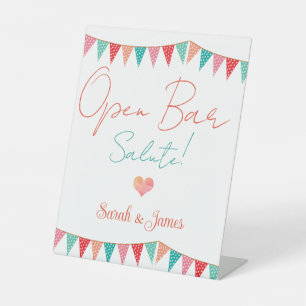 Fun elegant wedding open bar numbers pedestal sign