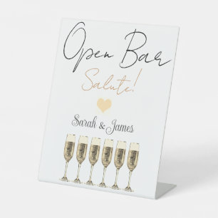 Fun elegant wedding open bar numbers pedestal sign