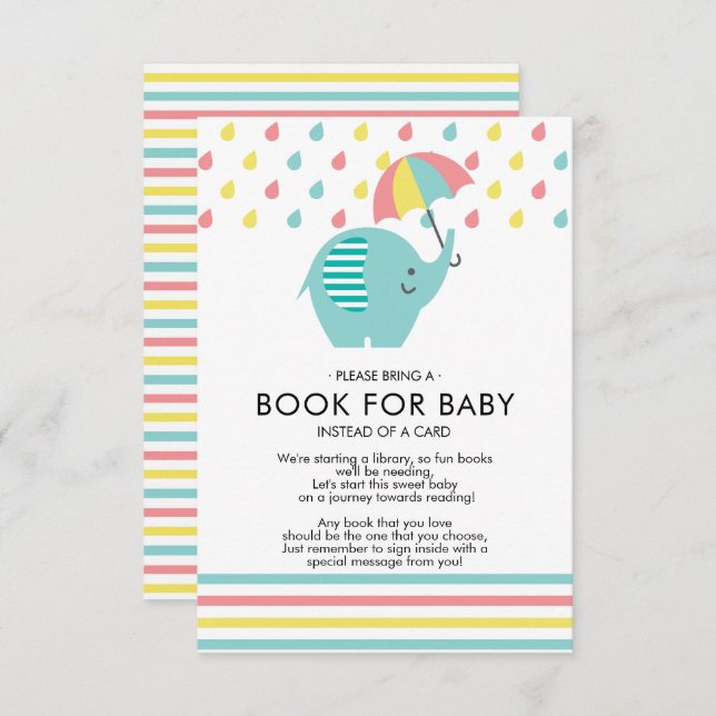 Fun Elephant Baby Shower Book for Baby Invitation (Front/Back)