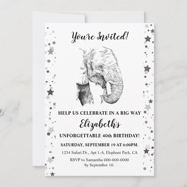 Fun Elephant Birthday Party Invitation (Front)