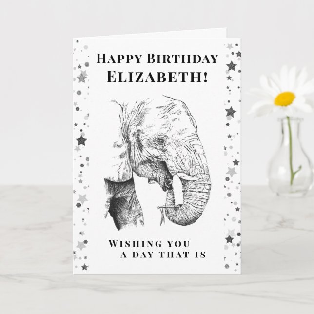 Fun Elephant Happy Birthday Greeting Card (Small Plant)