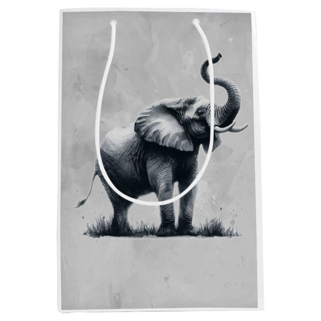 Fun Elephant Quote Animal Art Medium Gift Bag (Front)