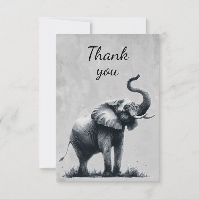 Fun Elephant Wildlife Animal Humour Thank You (Front)