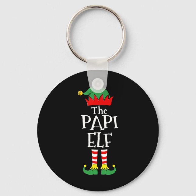 Fun Elf Christmas Pyjamas Family  Key Ring (Front)
