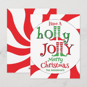 Fun Elf Legs Holly Jolly Merry Christmas!  Holiday Card