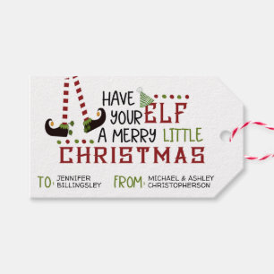 Fun Elf Legs Merry Little Christmas TO FROM Gift Tags