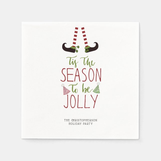 Fun Elf SEASON TO BE JOLLY Personalised Napkin (Front)