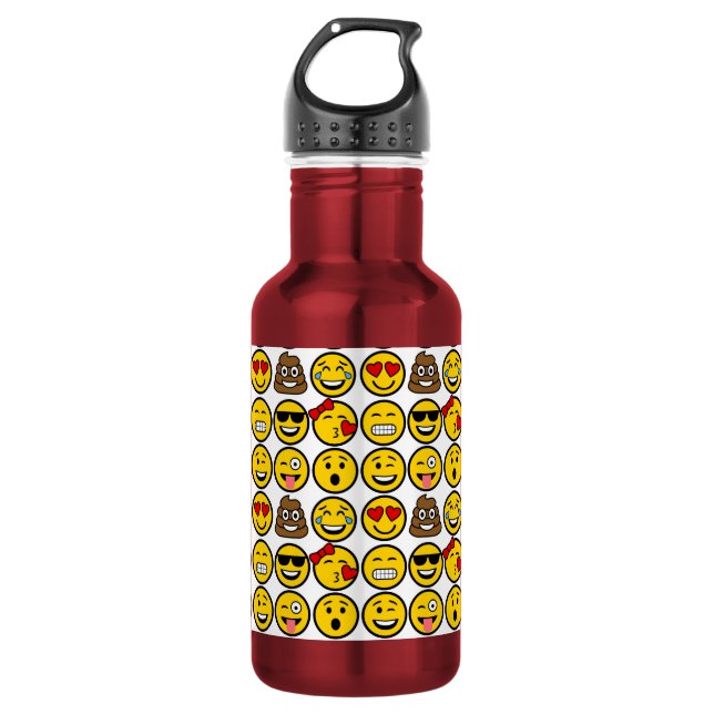 Fun Emoji Pattern Emotion Faces 532 Ml Water Bottle (Front)