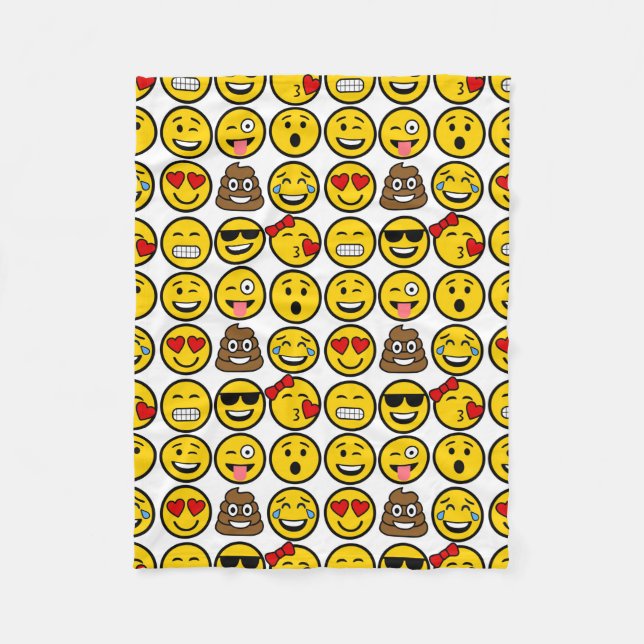 Fun Emoji Pattern Emotion Faces Fleece Blanket (Front)