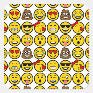 Fun Emoji Pattern Emotion Faces Square Sticker
