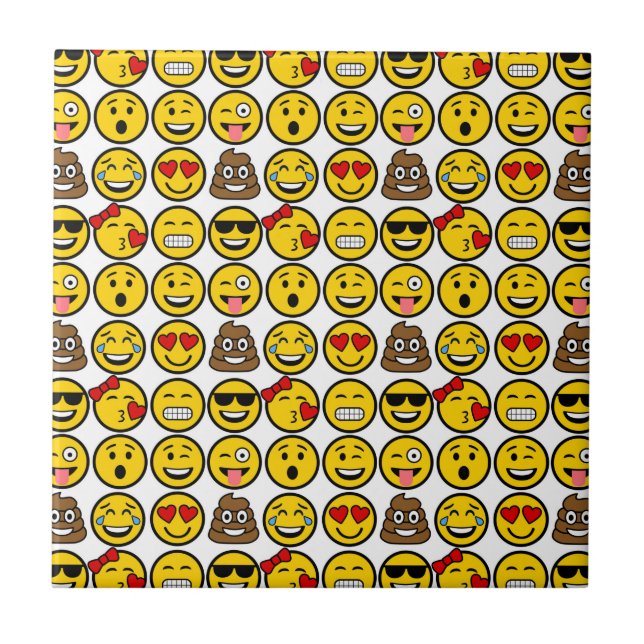 Fun Emoji Pattern Emotion Faces Tile (Front)
