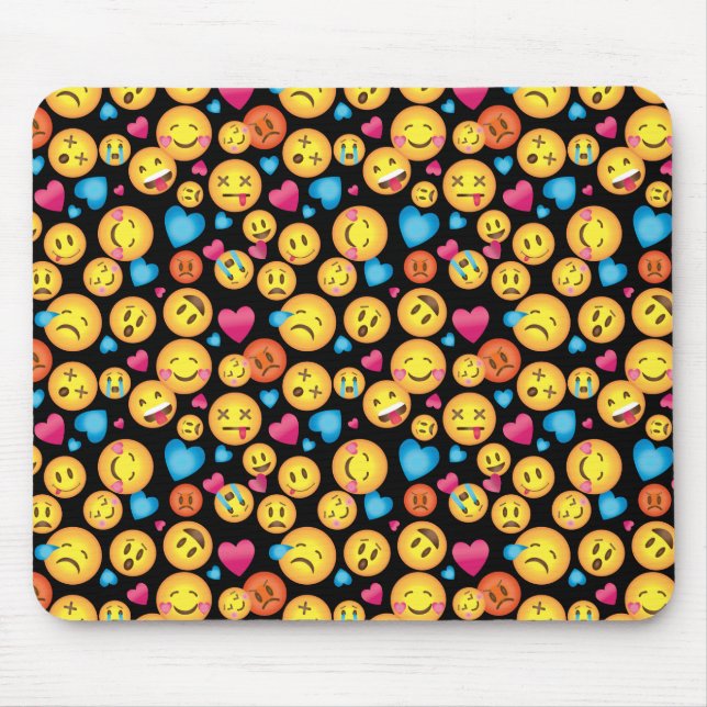 Fun Emoji Print Mousepad, Emoticon toss print Mouse Mat (Front)