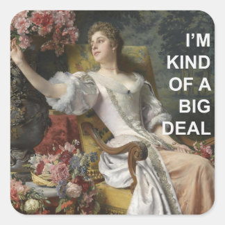 Fun Empowering Text Quote + Vintage Portrait Square Sticker