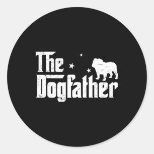 Fun English Bulldog Dogfather Distressed Father's Classic Round Sticker