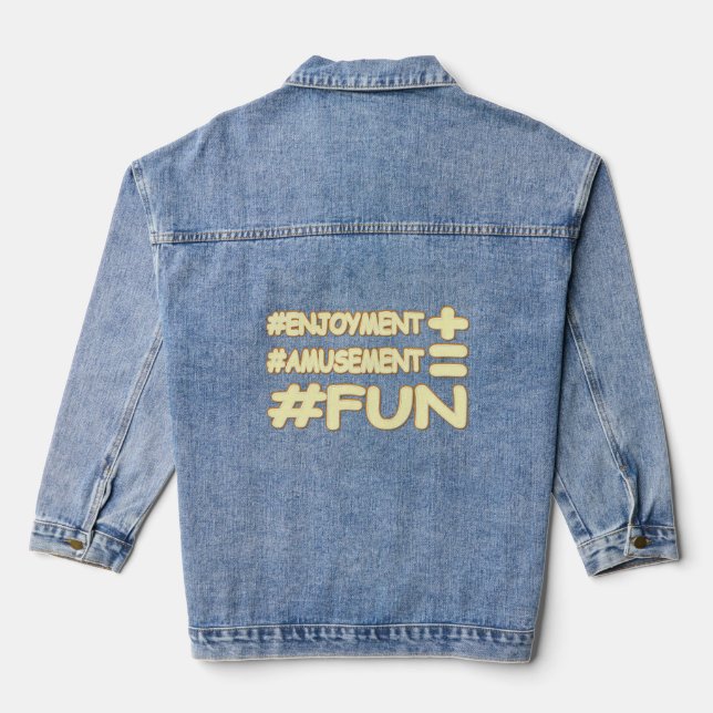 "FUN EQUATION" Cute Expression Design. Buy Now Denim Jacket (Back)
