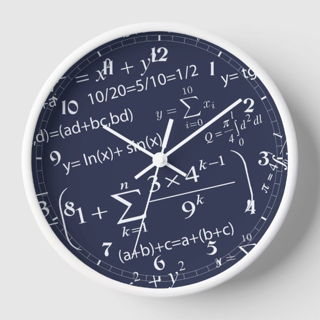 Fun Equations for Math Teachers and Students Clock (Front)