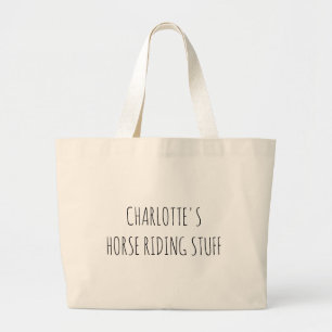 Fun Equestrian Horse Riding Stuff Name Large Tote Bag