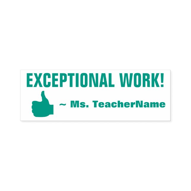 Fun "EXCEPTIONAL WORK!" + Custom Tutor Name Self-inking Stamp (Design)