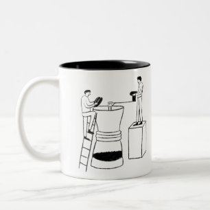 FUN Expres BLACK & WHITE freehand drawing original Two-Tone Coffee Mug
