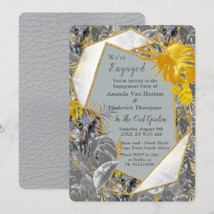 Fun Expressive in Yellow and Grey plant leaves Invitation