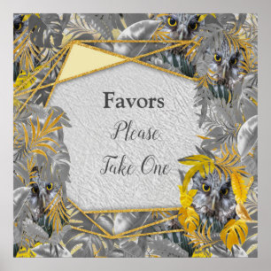 Fun Expressive in Yellow and Grey plant leaves Poster