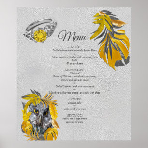 Fun Expressive in Yellow and Grey plant leaves Poster