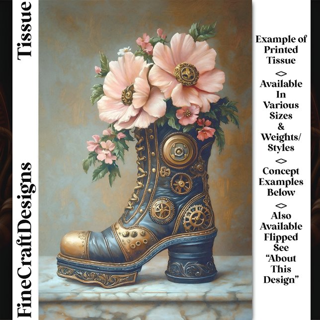 Fun Extreme Steampunk Boot, Floral DG2L Decoupage Tissue Paper (Creator Uploaded)