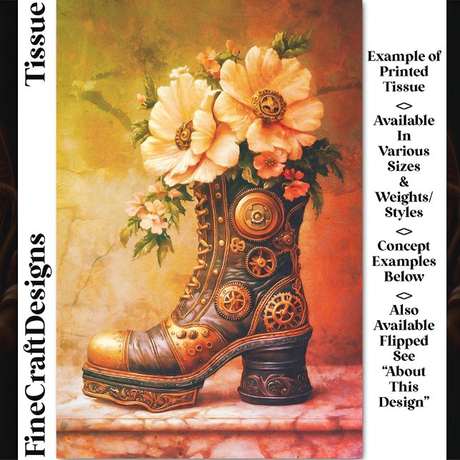 Fun Extreme Steampunk Boot, Floral DG2LG Decoupage Tissue Paper (Creator Uploaded)