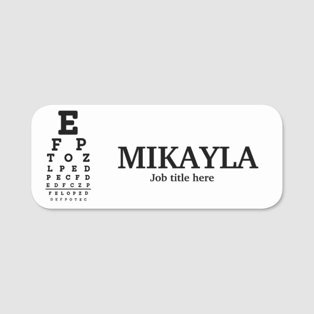Fun Eyechart Optician Name Tag (Front)