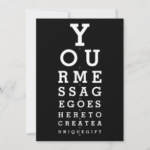 Fun Eyesight Test Chart Personalised Message Invitation