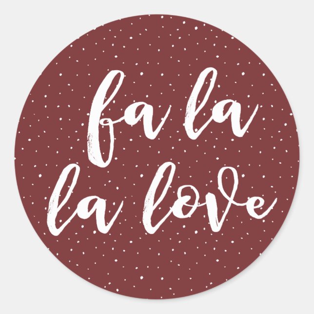 Fun Fa La La La Love Red White Snow Classic Round Sticker (Front)
