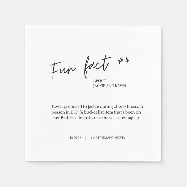 Fun Fact #1 Wedding Cocktail Napkins (Front)