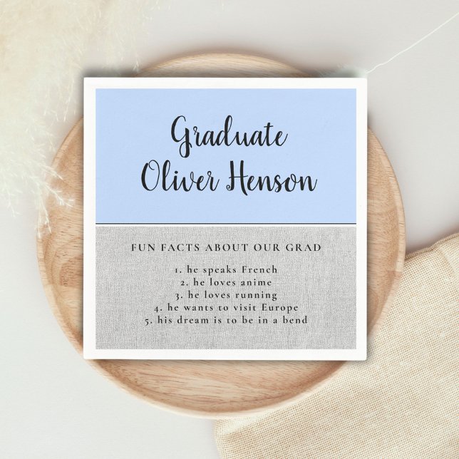 Fun Fact about Graduate Blue Simple Graduation   Napkin (Creator Uploaded)