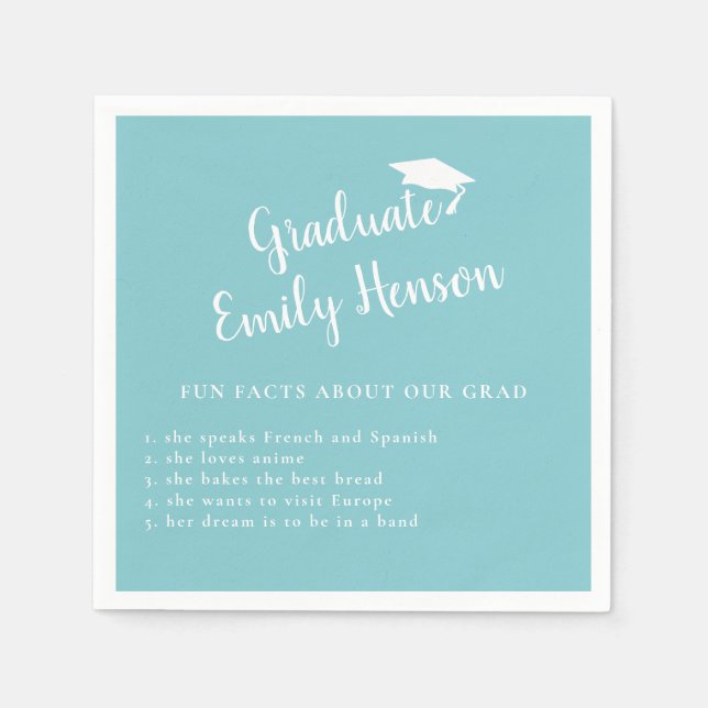 Fun Fact about Graduate Mint Blue Graduation Napkin (Front)