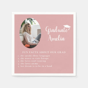 Fun Fact about Graduate Pink Photo Graduation Napkin
