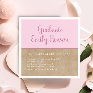 Fun Fact about Graduate Pink Simple Graduation  Napkin