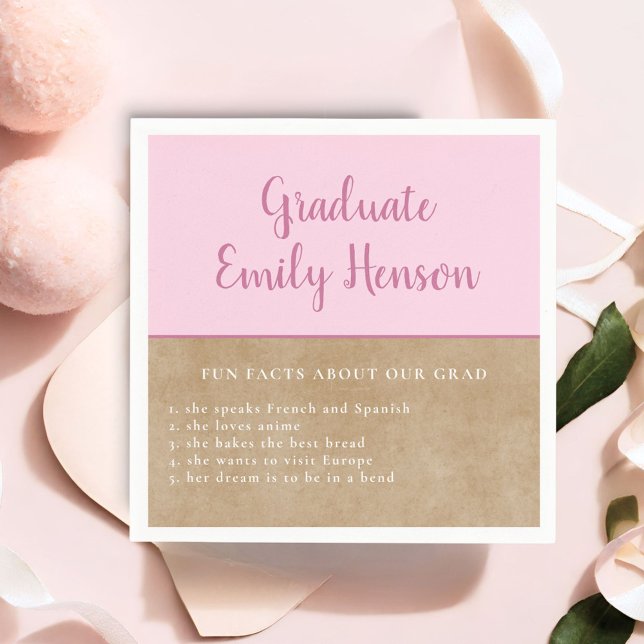Fun Fact about Graduate Pink Simple Graduation  Napkin (Creator Uploaded)