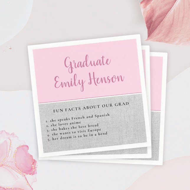Fun Fact about Graduate Pink Simple Graduation  Napkin (Creator Uploaded)