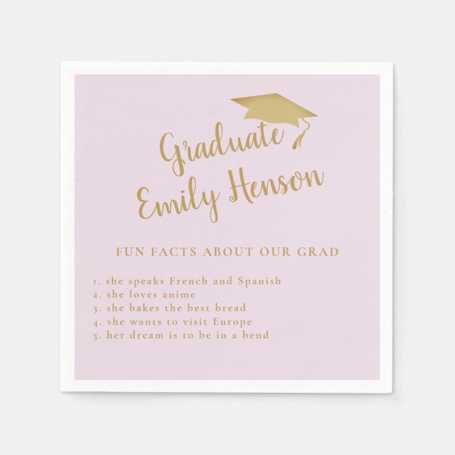 Fun Fact about Graduate Simple Graduation Party Napkin (Front)